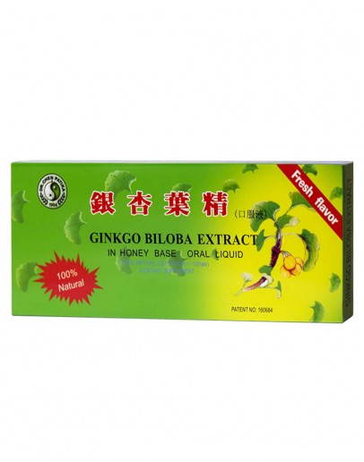 Ginkgo ampoules. Food supplement with Ginkgo Biloba leaf extract, 100 ml (10ml x 10)